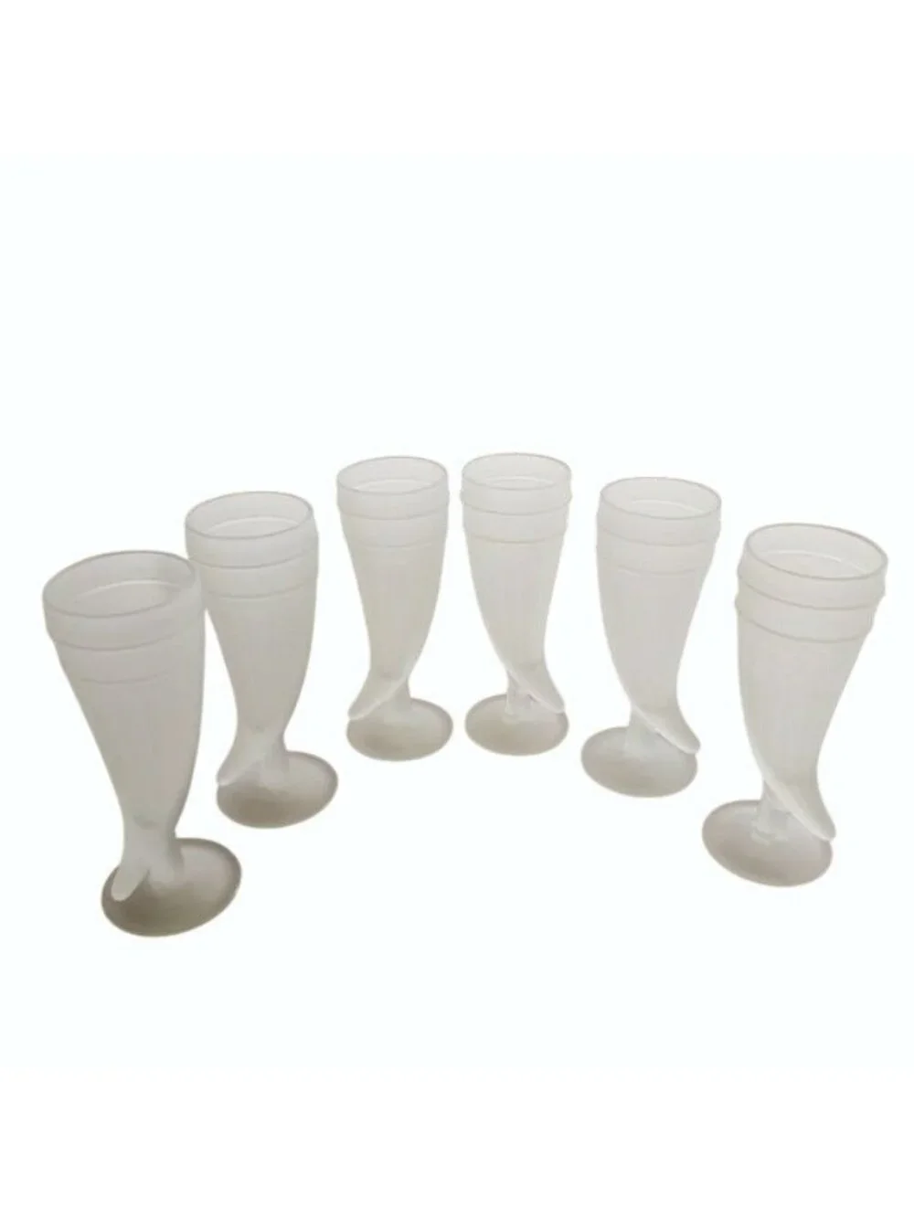 Set of 6 Vintage Indiana Tiara Frosted Glass Powder Horn Pilsner Beer Glasses